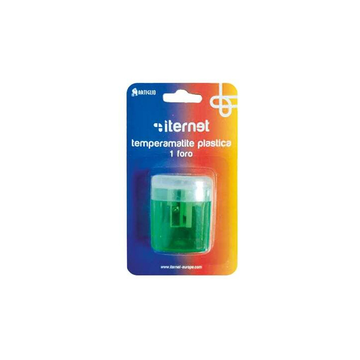 Iternet - Temperamatite di plastica 1 foro colori vari