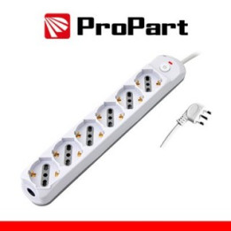 Propart - Multipresa 6 posti bipasso/schuko + interruttore