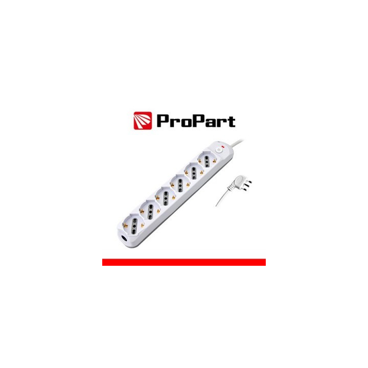 Propart - Multipresa 6 posti bipasso/schuko + interruttore
