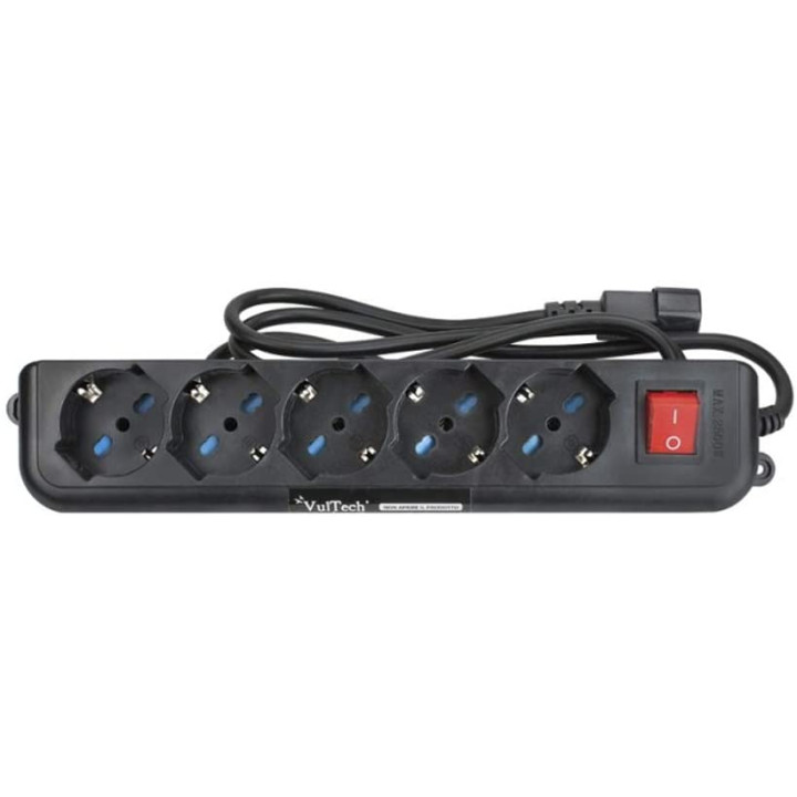 Vultech - Multipresa Bipasso MU-UPS01 5 Posti per UPS IEC14 Tasto On/off