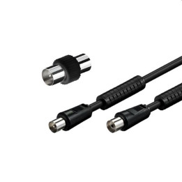 Xtreme - Cavo Antenna con Ferrite maschio/femmina con Adattatore maschio/maschio 5 m Nero