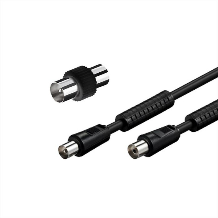 Xtreme - Cavo Antenna con Ferrite maschio/femmina+ Adattatore maschio/maschio 3 m